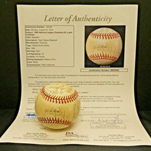 1985 World Series St. Louis For Cardinals Signed Ball 25 Signatures Full JSA Letter