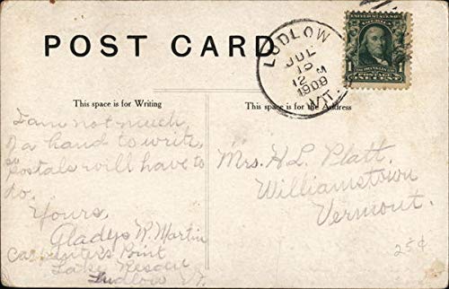 Carpenter's Point, Lake Rescue Ludlow, Vermont VT Original Antique Postcard 1909