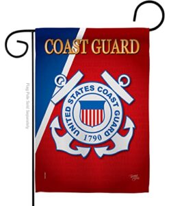 breeze decor us coast guard garden flag uscg semper paratus armed forces officially licensed united state american military veteran retire decorative, 13″x 18.5″, thick fabric