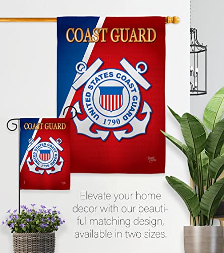 Breeze Decor US Coast Guard Garden Flag USCG Semper Paratus Armed Forces Officially Licensed United State American Military Veteran Retire Decorative, 13"x 18.5", Thick Fabric