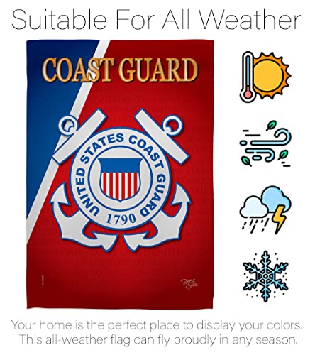 Breeze Decor US Coast Guard Garden Flag USCG Semper Paratus Armed Forces Officially Licensed United State American Military Veteran Retire Decorative, 13"x 18.5", Thick Fabric