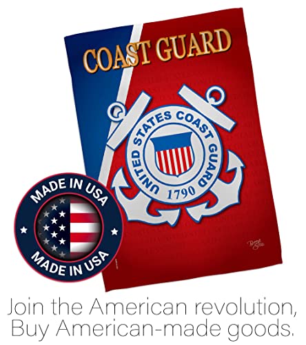 Breeze Decor US Coast Guard Garden Flag USCG Semper Paratus Armed Forces Officially Licensed United State American Military Veteran Retire Decorative, 13"x 18.5", Thick Fabric