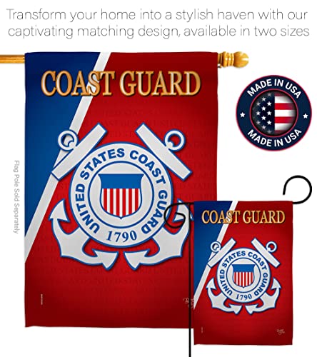 Breeze Decor US Coast Guard Garden Flag USCG Semper Paratus Armed Forces Officially Licensed United State American Military Veteran Retire Decorative, 13"x 18.5", Thick Fabric