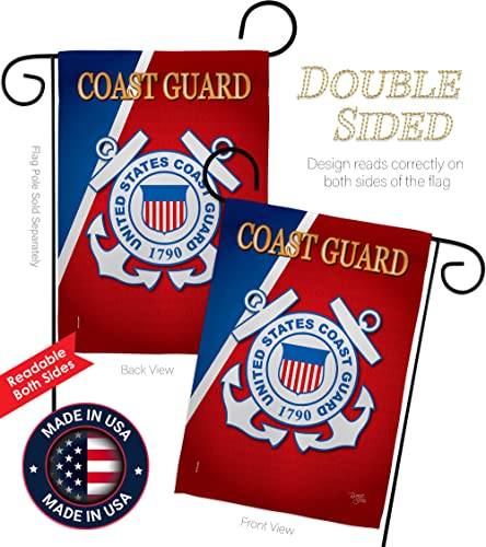 Breeze Decor US Coast Guard Garden Flag USCG Semper Paratus Armed Forces Officially Licensed United State American Military Veteran Retire Decorative, 13"x 18.5", Thick Fabric