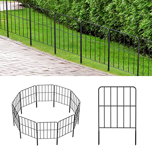 OUSHENG Decorative Garden Fence 10 Pack, Total 10ft (L) x 24in (H) No Dig Rustproof Metal Wire Fencing Border Animal Barrier, Flower Edging for Landscape Patio Yard Outdoor Decor, Square