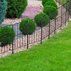 OUSHENG Decorative Garden Fence 10 Pack, Total 10ft (L) x 24in (H) No Dig Rustproof Metal Wire Fencing Border Animal Barrier, Flower Edging for Landscape Patio Yard Outdoor Decor, Square