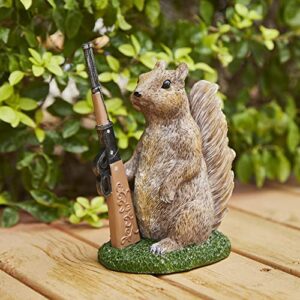 Garden Squirrel Guard Statue, Soldier Gnome - Woodland Friend Garden Decor Statues, Animal Gnome Statues, Waterproof Figure Indoor & Outdoor Lawn Squirrels Ornament Funny Decoration 6.7" H