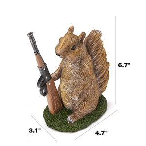 Garden Squirrel Guard Statue, Soldier Gnome - Woodland Friend Garden Decor Statues, Animal Gnome Statues, Waterproof Figure Indoor & Outdoor Lawn Squirrels Ornament Funny Decoration 6.7" H