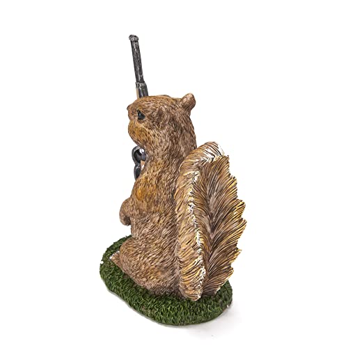 Garden Squirrel Guard Statue, Soldier Gnome - Woodland Friend Garden Decor Statues, Animal Gnome Statues, Waterproof Figure Indoor & Outdoor Lawn Squirrels Ornament Funny Decoration 6.7" H