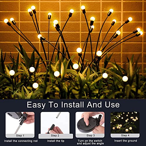 Starburst Swaying Solar Lights,8 LED Light Bulbs,Decorative Solar Garden Lights,Outdoor Waterproof Firefly Path Lights for Pathway Yard Patio Landscape, Fun Flowing in Wind-Bright Warm White (3 Packs)