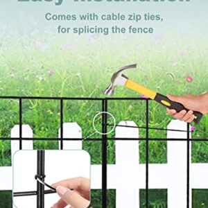 10 Pack Animal Barrier Fence- 17 in (H) × 10.8 Ft (L) Firm No Dig Fence Defence Rustproof Metal Dog Rabbits Fence Blocker with Cable Zip Ties for Outdoor Garden Patio