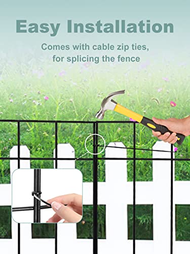 10 Pack Animal Barrier Fence- 17 in (H) × 10.8 Ft (L) Firm No Dig Fence Defence Rustproof Metal Dog Rabbits Fence Blocker with Cable Zip Ties for Outdoor Garden Patio