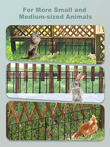 10 Pack Animal Barrier Fence- 17 in (H) × 10.8 Ft (L) Firm No Dig Fence Defence Rustproof Metal Dog Rabbits Fence Blocker with Cable Zip Ties for Outdoor Garden Patio