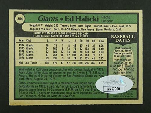 Ed Halicki Signed Baseball Card with JSA COA