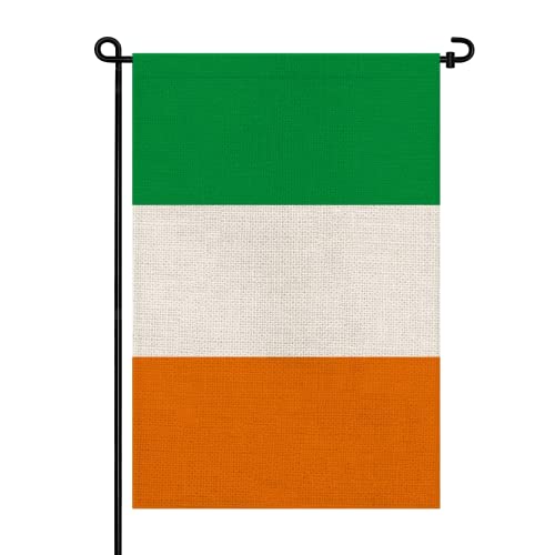 Pretty_jessie Ireland Flag Irish Garden Flags 12x18 Double-Sided Small Burlap Yard Flag Decorations for Outdoors(Ireland)