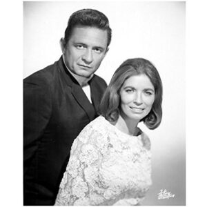 johnny cash 8×10 photo singer black & white ring of fire with june carter cash