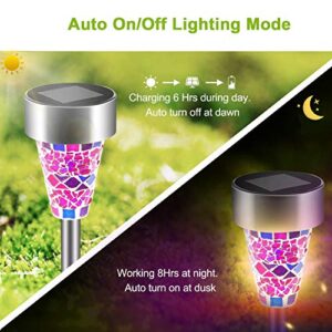 Solar Garden Lights Outdoor - Adecorty Solar Garden Stake Lights 3 Color Solar Path Lights, Landscape Lights for Garden Path Walkway Patio Lawn Outdoor Christmas Halloween Decorations, 3 Pack