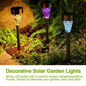 Solar Garden Lights Outdoor - Adecorty Solar Garden Stake Lights 3 Color Solar Path Lights, Landscape Lights for Garden Path Walkway Patio Lawn Outdoor Christmas Halloween Decorations, 3 Pack