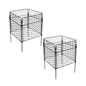 nutroeno chicken wire cloche plant protector – mesh plant cage supports for vegetables, plants and shrubs from animals, rabbits, cats and lawn mowers, garden barrier fencing. (2 sets)