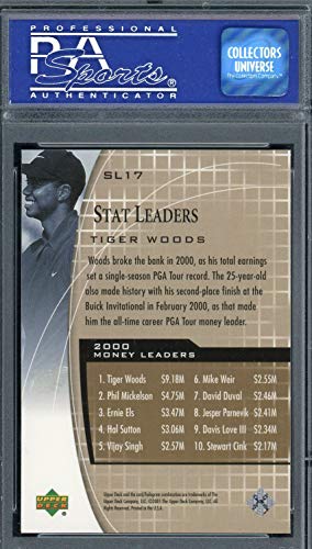 Tiger Woods 2001 Upper Deck Stat Leaders Golf Card #SL17 Graded PSA 9 MINT