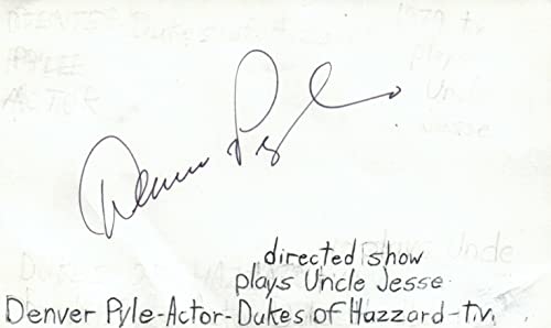 Denver Pyle Actor Dukes of Hazzard TV Autographed Signed Index Card JSA COA