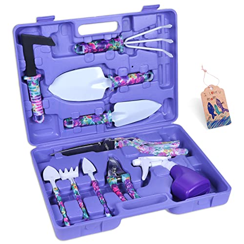 Gardening Gifts for Women Purple Garden Tools Plant Gifts Kit Set Hand Tool Cool Best Gift Unique for Plant Lovers from Daughter Child for Mom Grandma Mother Father Papa Dad Grandpa Birthday