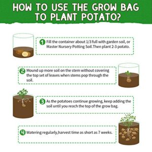 10 Gallon Potato Grow Bags, 6 Pack, Two-Sides Window Garden Planting Bag with Durable Handle, Thickened Nonwoven Fabric Pots Vegetable Grow Bags for Tomato, Carrot, Onion, Fruits, Flower