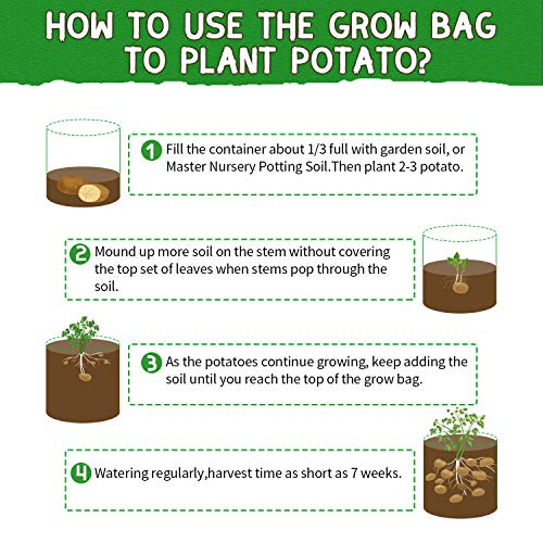 10 Gallon Potato Grow Bags, 6 Pack, Two-Sides Window Garden Planting Bag with Durable Handle, Thickened Nonwoven Fabric Pots Vegetable Grow Bags for Tomato, Carrot, Onion, Fruits, Flower