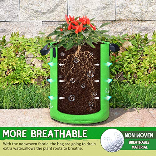 10 Gallon Potato Grow Bags, 6 Pack, Two-Sides Window Garden Planting Bag with Durable Handle, Thickened Nonwoven Fabric Pots Vegetable Grow Bags for Tomato, Carrot, Onion, Fruits, Flower