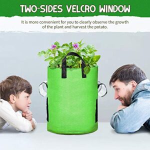 10 Gallon Potato Grow Bags, 6 Pack, Two-Sides Window Garden Planting Bag with Durable Handle, Thickened Nonwoven Fabric Pots Vegetable Grow Bags for Tomato, Carrot, Onion, Fruits, Flower