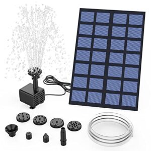 solar fountain pump with panel – amztime 2.5w diy solar water pump kit with 6 nozzles and 4ft water pipe, solar powered fountain for bird bath, fish tank, outdoor pond, patio garden