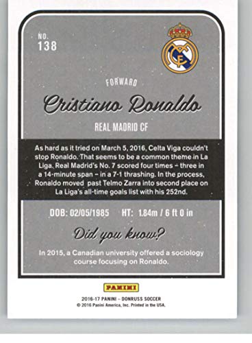 2016-17 Donruss Soccer #138 Cristiano Ronaldo Real Madrid CF Official Futbol Trading Card From Panini America