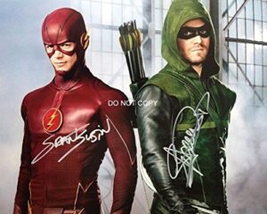 stephen amell & grant gustin of tv show arrow reprint signed photo #2 rp