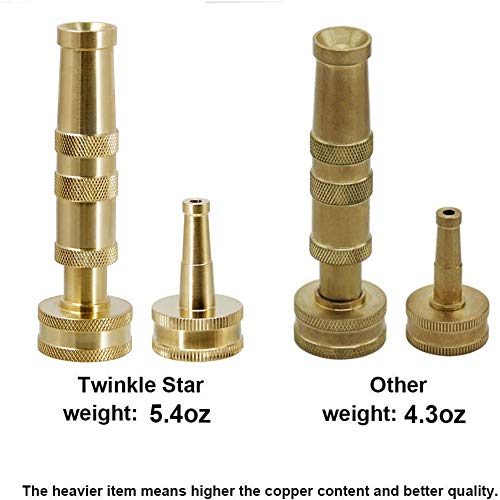 Twinkle Star Solid Brass Heavy Duty Adjustable Twist Hose Nozzle Jet Sweeper Nozzle, TWIS3231