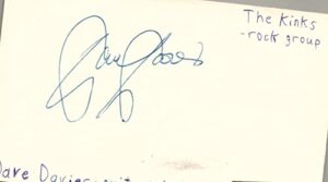 dave davies singer guitarist the kinks rock band music signed index card jsa coa