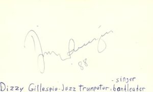 dizzy gillespie jazz-trumpeter music autographed signed index card jsa coa