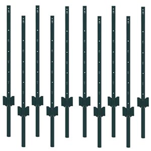 toriexon 10 packs fence posts 4feet, heavy duty metal fence post with u-channel, steel fence u-post for holding garden wire fence, corner anchor posts etc.