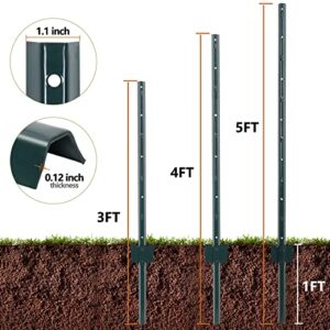 Toriexon 10 Packs Fence Posts 4Feet, Heavy Duty Metal Fence Post with U-Channel, Steel Fence U-Post for Holding Garden Wire Fence, Corner Anchor Posts etc.