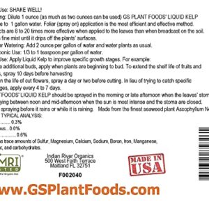 Organic Kelp Fertilizer by GS Plant Foods - Omri Certified (1 Quart) - Kelp Fertilizer for Gardens, Lawns & Soil
