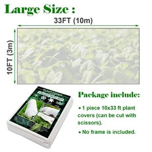 Plant Covers Freeze Protection, 10ft×33ft Reusable Rectangle Frost Protection Floating Row Cover Plant Blanket Garden Winterize Cover for Cold Weather Snow