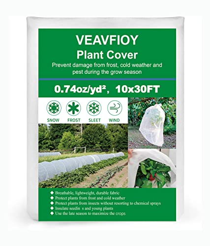 VEAVFIOY Plant Covers Freeze Protection, 10 ft x 30 ft Garden Fabric Plant Cover Floating Row Cover for Winter Frost Protection Sun Protection