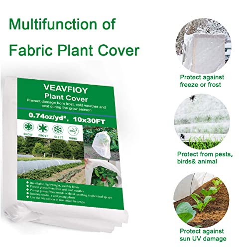VEAVFIOY Plant Covers Freeze Protection, 10 ft x 30 ft Garden Fabric Plant Cover Floating Row Cover for Winter Frost Protection Sun Protection