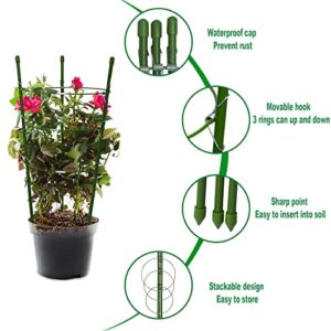 Plant Support Tomato Cages for Garden,4 Pack 18inch Tomato Stakes Plant Stakes for Climbing Plants Adjustable Plant Trellis for Peony Support(4 Pack with 20M Garden Twist Tie)