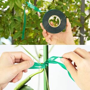 Unves 2 Pack Garden Tape Roll, 150 Ft Thick Reusable Green Plant Nursery Tape - 1/2" Wide Stretch Tie Tape Support for Indoor Outdoor Patio Plant, Tree, Branches, Climbing Flowers, Vegetables