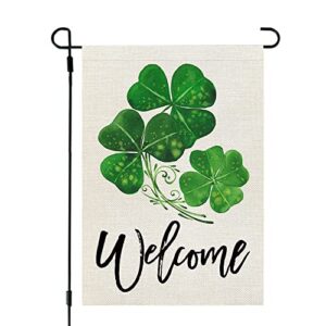 crowned beauty st patricks day garden flag 12×18 inch double sided for outside small burlap green shamrocks clovers welcome yard holiday flag cf722-12