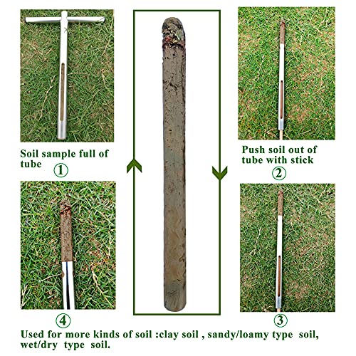 Soil Sample Probe 12 Inch with T Handle, Soil Sampler Tool, Soil Test Kit, Soil Probe for Soil Sampling Plant Care Lawn Garden Farm