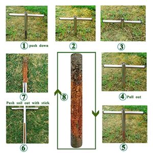 Soil Sample Probe 12 Inch with T Handle, Soil Sampler Tool, Soil Test Kit, Soil Probe for Soil Sampling Plant Care Lawn Garden Farm