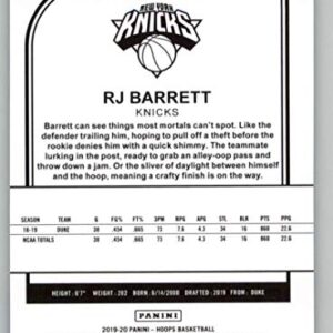 2019-20 Panini Hoops #201 RJ Barrett New York Knicks RC Rookie NBA Basketball Trading Card