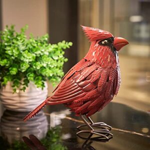 Cardinal Statue Metal Bird Yard Art, Garden Yard Sculpture Art- Red Large Realistic Standing - Outdoor Fall, Winter, Spring, Summer Decoration- Handmade Ornament Decor Mom, Sympathy