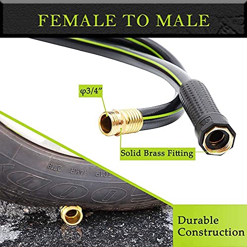 Worth Garden Leader Short Garden Hose 3/4 in. x 4 ft. No Kink, Lead-in Water Hose with Male to Female Fittings PVC Durable Garden Pipe with Solid Brass for Household & commercial 12 YEARS WARRANTY